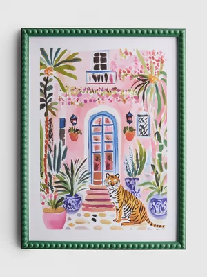 Decoración de pared de villa con marco de cuentas