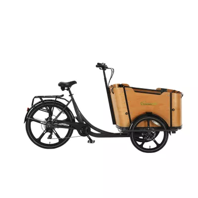 SachsenRAD E-Lastenrad T2 Neo Vintage Transport E-Bike mit Holzbox schwarz