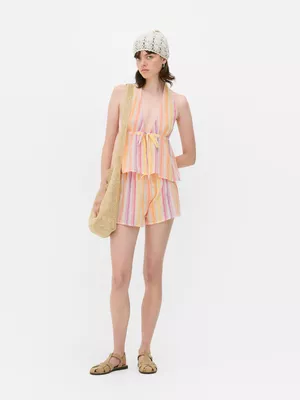 Camiseta de cuello halter a rayas