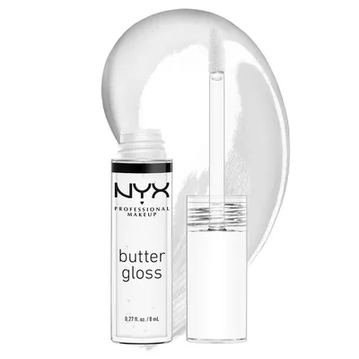 NYX Professional Makeup Butter Gloss, Non-Sticky Lip Gloss, Sugar Glass Glosses, (Clear), 0.27 oz