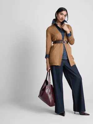 Cárdigan largo con diseño en cascada