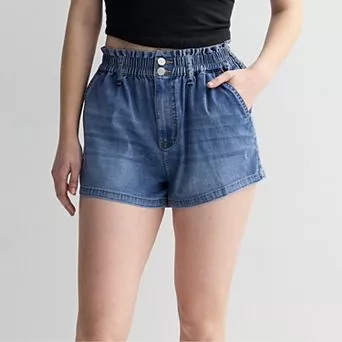 Juniors' SO® High Rise Crochet Denim Shorts