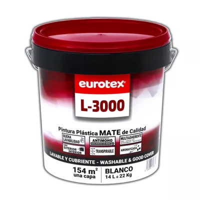 PINTURA PLASTICA BLANCA MATE 14L L3000