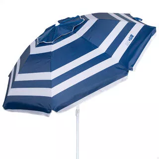 Aktive Ombrellone da spiaggia antivento con 8 stecche, 200 cm, strisce blu