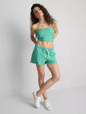 Top bandeau a rayas corto con mucho algodón