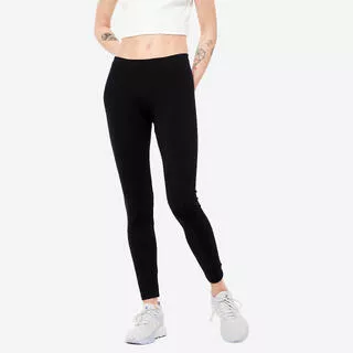 DOMYOS Leggings donna fitness 100 cotone leggero neri