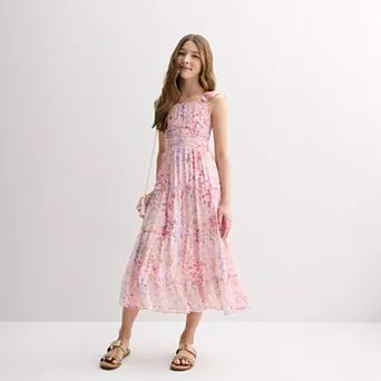 Girls 7-16 Speechless Floral Chiffon Maxi Dress & Purse