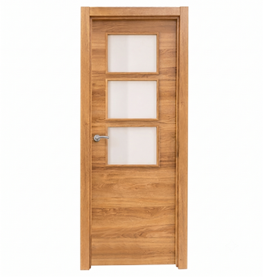 PUERTA INTERIOR EN BLOCK VINILO NOGAL PARA ACRISTALAR 70,5CM IZQUIERDA