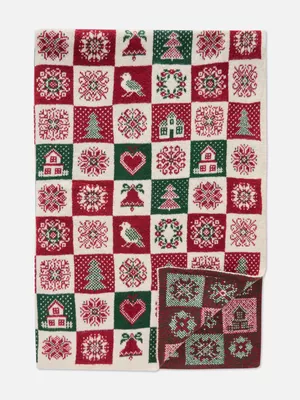 Manta navideña de punto