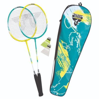 TALBOT TORRO Badminton Set 2 Fighter mit 2 Schlägern und 2 Kunststoff-Federbällen