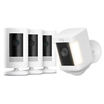 Ring Stick Up Cam Battery 3 Pack White + Spotlight Cam Plus Battery White