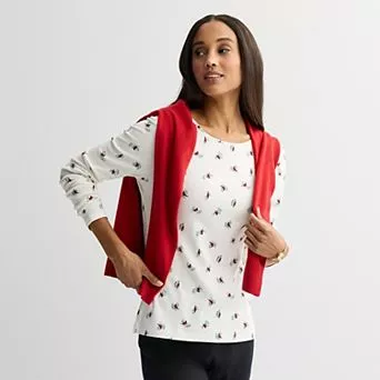 Women's Croft & Barrow® Essential Long-Sleeve Classic Crewneck Tee