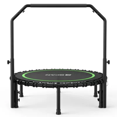 BCAN 450 LBS Foldable Mini Trampoline, 40" Fitness Trampoline with Bungees, Stable & Quiet Exercise Rebounder for Kids/Adults