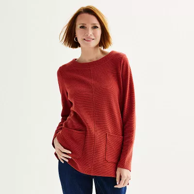 Women's Croft & Barrow® Long Sleeve Pocket Boatneck Tunic