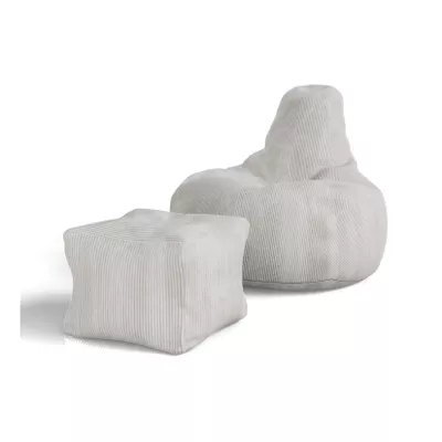 Juskys Sitzsack Chillex L mit Hocker - Cord Sessel Erwachsene - Gaming & Lesesessel - Beige