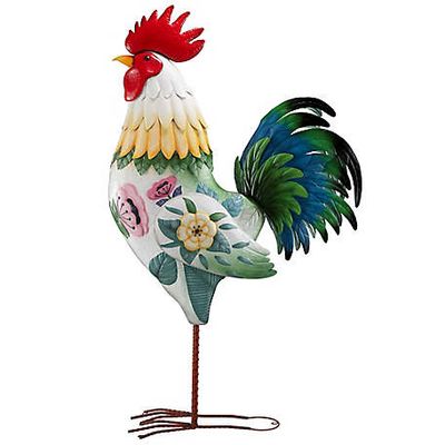 Red Shed Floral Metal Indoor/Outdoor Rooster Statue, 6 ft.