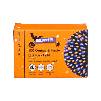 Halloween Fairy Lights Purple/Orange Mix 100pk