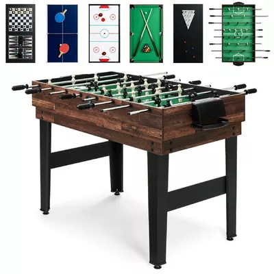 Best Choice Products 2x4ft 10-in-1 Combo Game Table Set w/ Hockey, Foosball, Pool, Shuffleboard, Ping Pong - Natural