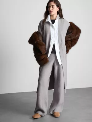 Cárdigan largo de punto acanalado