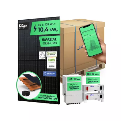 SOLARWAY 10,6kW Solaranlage mit Speicher   Deye 10 kW   Bifazial inkl. Montagesystem, App & WiFi