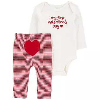 Baby Carter's My First Valentine's Day 2 pc Long-Sleeve Bodysuit & Pant Set