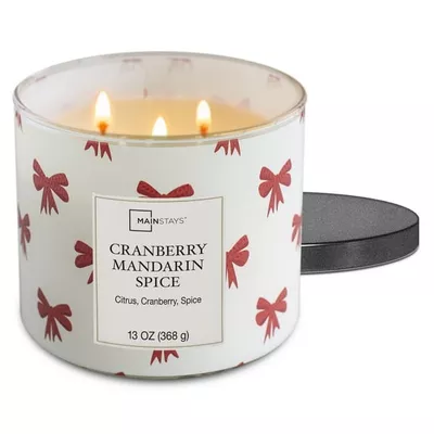 Mainstays Cranberry Mandarin Spice Scent 3-Wick Wrap Candle, 13 oz.