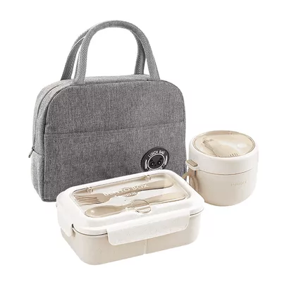 Arevtovis Lunch Box Set, Bento Box with Cup and Bag, Capacity 1200ml+600ml, Comes with A Carry Bag, Cup, Fork and Spoon