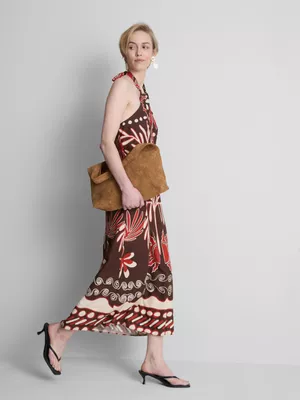 Vestido midi en mezcla de lino de The Edit
