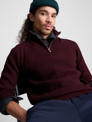 Jersey texturizado con cremallera de 1/4