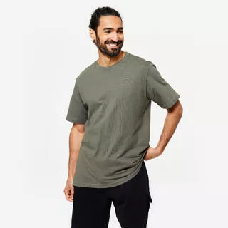 DOMYOS T-shirt uomo palestra regular fit cotone verde militare