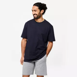 DOMYOS T-shirt uomo palestra regular fit cotone blu