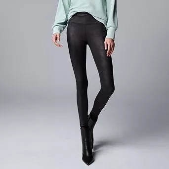 Women's Simply Vera Vera Wang High-Rise Faux Leather Shaping Leggings