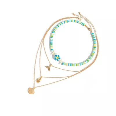 GRABLOOM Adjustable Beach Shell Necklace for Women Soft Pottery Beads Multi-layer Neck Chain Skin friendly Jewelry