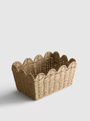 Cesta de cuerda festoneada