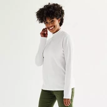 Women's Croft & Barrow® Essential Long-Sleeve Mockneck Top
