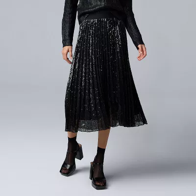 Women's Simply Vera Vera Wang Pleated Sequin Skirt