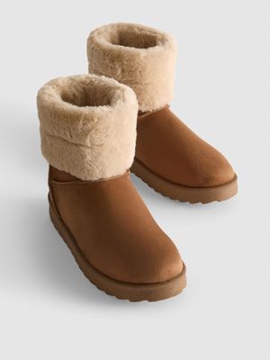 Botines abrigados con ribete de pelo sintético