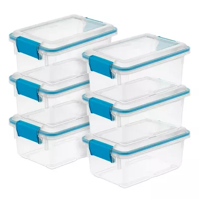 Sterilite 7.5 Quart Clear Plastic Storage Box with Latching Lids, (6 Pack)