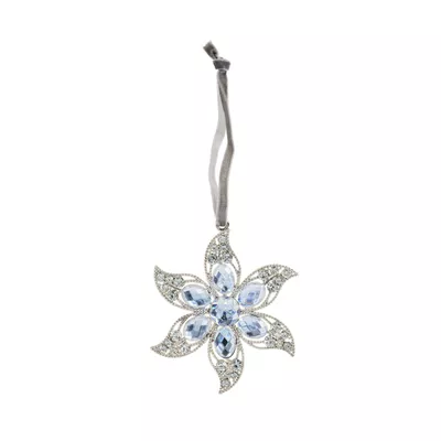 Christmas Tree Decoration Silver Gemmed