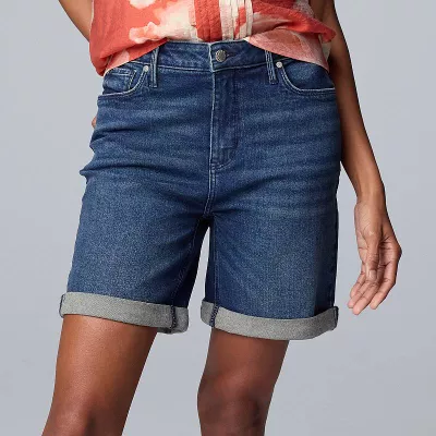 Women's Simply Vera Vera Wang High-Waisted 7" Bermuda Denim Shorts