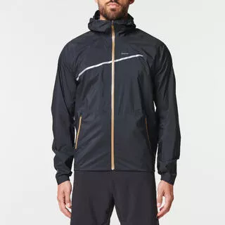 Giacca impermeabile running e trail uomo RUN 500 RAIN nera
