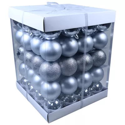 Julekugler, Ø7 cm, sølv, 80 stk.