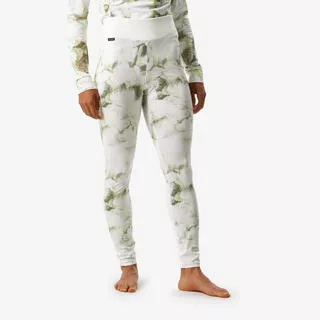 WEDZE Pantaloni termici sci donna 500 verdi e bianchi