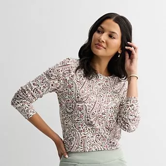 Women's Croft & Barrow® Essential Long-Sleeve Classic Crewneck Tee