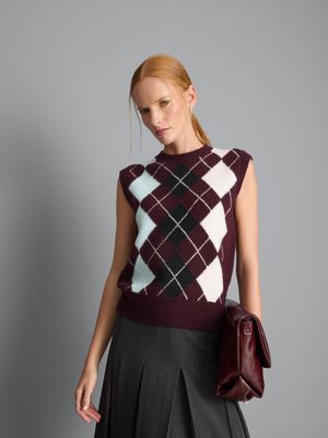 Chaleco de punto con estampado de rombos Argyle