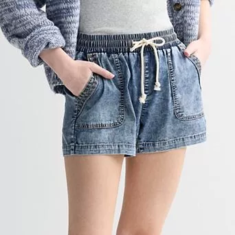 Juniors' SO® Mid Rise Tencel Pull-On Shorts