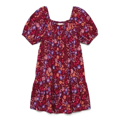 Wonder Nation Girls Tiered Dress with Puff Sleeves, Sizes 4-18 & Plus