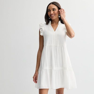 Women's 5th + Madison Edit Short Flutter Sleeve V-Neck Tiered Dress