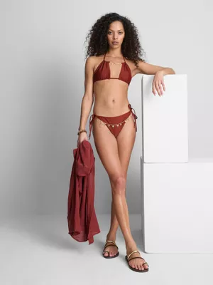 Braguitas de bikini con lazos laterales y cadena