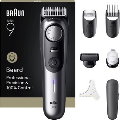 Braun - Tondeuse Barbe  Bt9520, Molette Réglable, 50 Hauteurs De Coupe, Précision 0,25 Mm, Autonomie 180 Mn